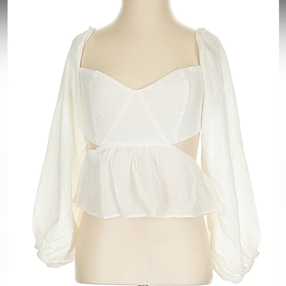 Reformation Laraine White Off-Shoulder Peplum Top Size 4